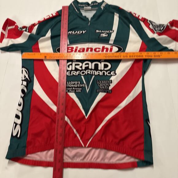 Bianchi Sugoi Men Sz L Short Sleeve Jersey 1/2 Zip Red Green Minnesota Summit - Picture 7 of 12